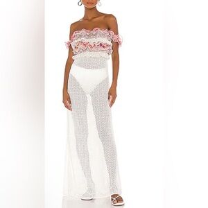 CHIO Long Knit Ruffle Dress in Print XS